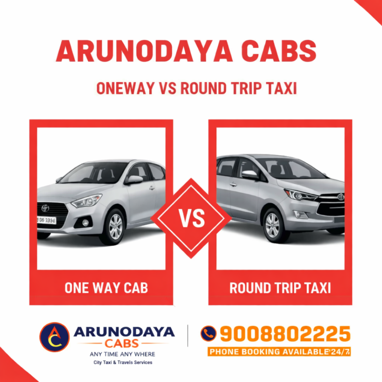 Arunodaya Cabs Bangalore one-way vs round trip taxi comparison